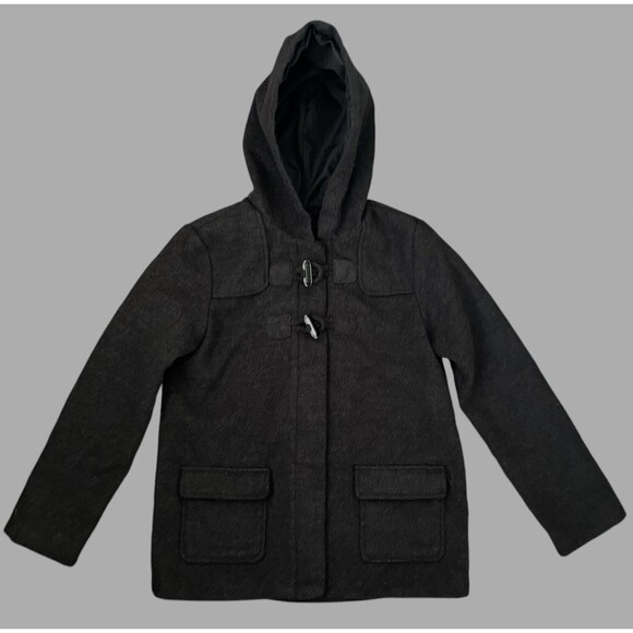 Crazy 8 Hooded Coat Girls Size 10/12 Gray Dressy Toggle Jacket w/ Pockets - Picture 1 of 7